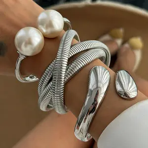 European and American jewelry, stacked wind hug water drop smooth surface bracelet, winding set