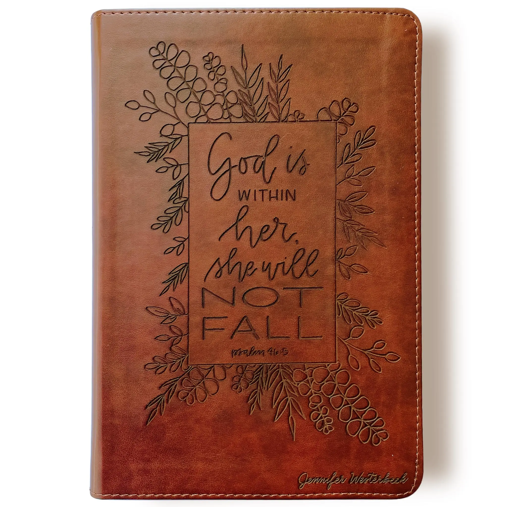 Personalized ESV Student Study Bible - Brown - God is Within Her, She Will Not Fall - Hand Lettered and Engraved