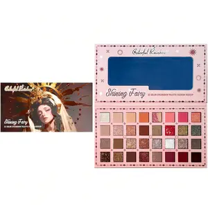 Shining Fairy 32-Color Eyeshadow Palette Highly Pigmented Rainbow Shimmer Shades for Stunning Ethereal Makeup Look Express Eyeshadow Solution