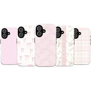 Pink Coquette Aesthetic Phone Case – Cute Ribbon Bow, Soft Lace Floral, Vintage Polka Dot & Shabby Chic Plaid Design, Girly Balletcore Style, Trendy Gift for Her Cover for iPhone 17 Pro Max 16 15 14 Plus & Samsung Galaxy S25 S24 S23 S22 S21 Ultra