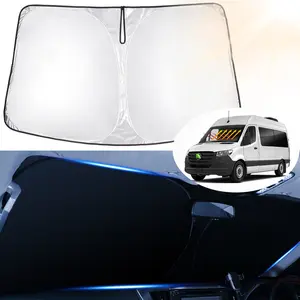 Canvcle Windshield Sun Shade for Freightliner Sprinter & Mercedes Benz Sprinter 2007-2026 Foldable UV Rays Blocker 240T Reflective Fabric Sun Visor Protector