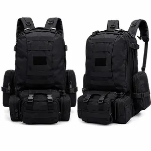 55L Tactical Backpack Military Rucksack | Heavy Duty MOLLE Backpack with Detachable Pouches | Water-Resistant Hiking Camping Travel Bug Out Bag | Large Capacity Survival Pack for Men & Women | Outdoor Trekking Hunting Everyday Carry