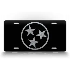 Tennessee Flag Silhouette License Plate TN Silver Flag Auto Tag