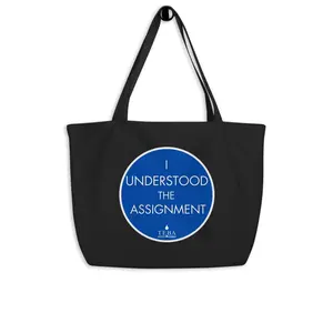 "I Understood the Assignment" Blue Dot Organic Cotton Eco-Friendly Women's Tote Bag - Black