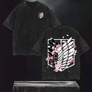 valentine shirts Eren AOT Shirt, Wings of Freedom Washed Tee, Vintage Oversized Graphic, Anime Merch 2025, Soft Menswear Top Casual Fit