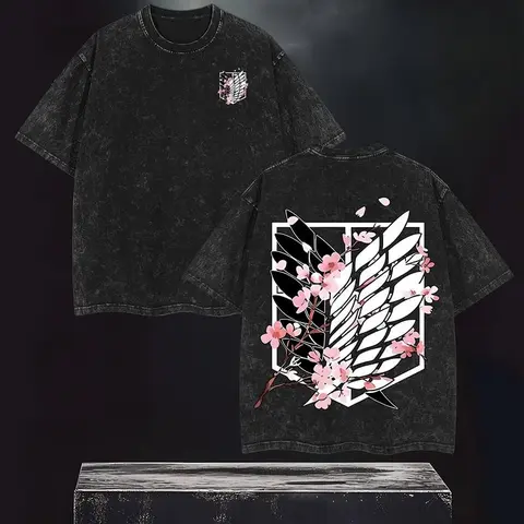 Men's Oversized Crew Neck Short-Sleeve Graphic Tshirt - Wings of Freedom Design, Vintage Distressed Cotton, Figure-Flattering Menswear, Casual Style Tee, Hand Wash Only, All Seasons, Size M, Soft