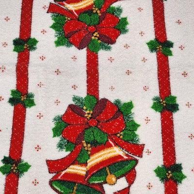 Cannon Terry Kitchen Towel Christmas Bells Ribbon Holiday Tea Dish Cloth 24" USA