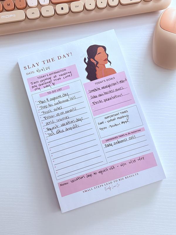 Slay The Day To-Do List - Luxury To-Do List Notepad | Cute Daily Planner for Organization | Latina-Inspired Stationery | Task & Goal Tracker