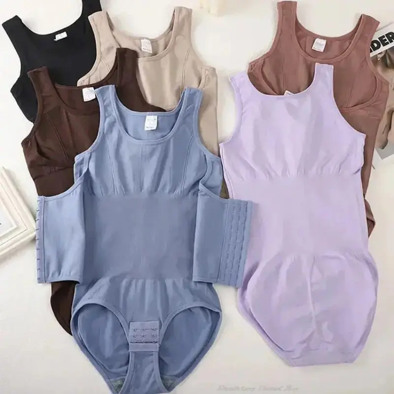 Women Zipper Bodysuit Shapewear For Daily Wear And Posture Support, Integrated Belt Body Shaper Top With Tummy Control, Waist Support, Firm Compression