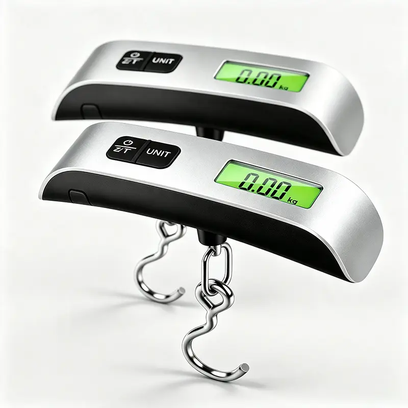 Portable Handheld Digital Luggage Scale - 50kg/110lb High-Precision Electronic Hanging Tool with Backlit LCD Display, Mini Industrial Device for Travel Suitcases, Fishing, Household Use
