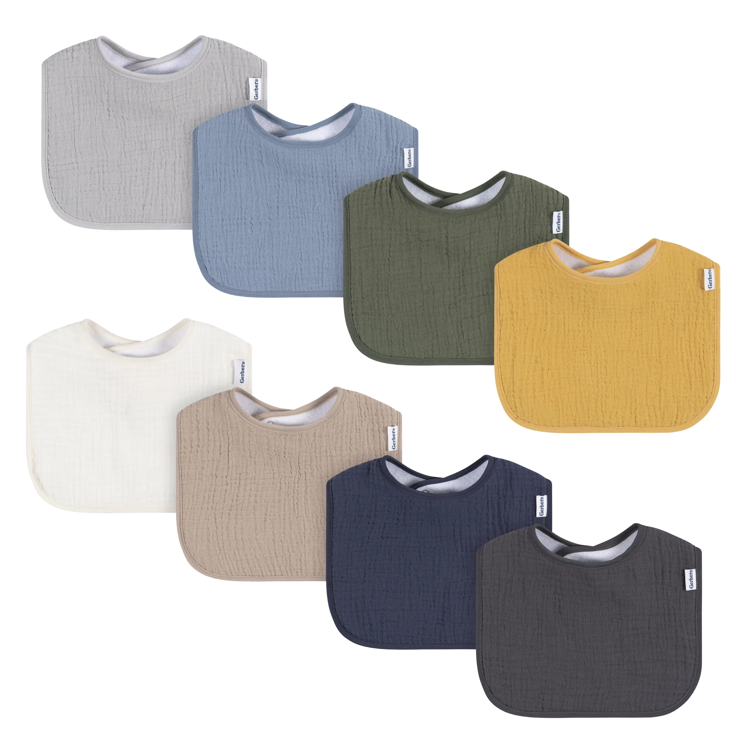 Gerber Baby Boys' and Girls' 8-Pack Drooling Bibs, Multi, One Size