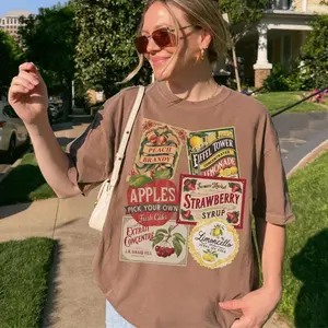 Comfort Colors Vintage Fruit Labels Graphic Tee - Italian Summer Limoncello Shirt, Retro Lemon Graphic T-Shirt, Amalfi Coast Aesthetic Top