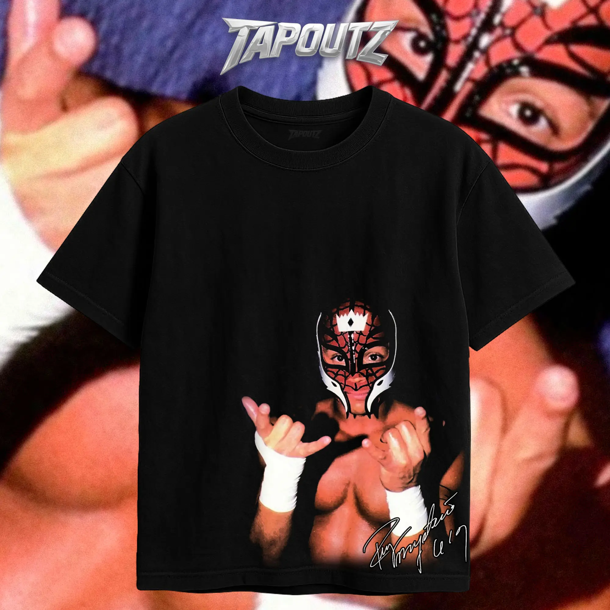 TAPOUTZ Rey Mysterio Signature 619 Unisex Heavy Cotton T-Shirt, Regular Fit, True to Size, Breathable, Casual, Lightweight, Direct-to-Garment Print, Wrestling Aesthetic Top