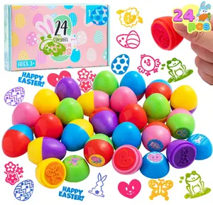 24 Pcs Colorful Easter Egg Stampers Toys for Easter Egg Hunt Game, Basket Stuffers, Kids Gifts, Party Favors & Classroom Prize Supplies