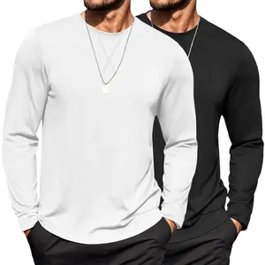 COOFANDY Mens Cotton T-Shirt Crew Neck Long Sleeve Tee Shirts Hipster Hip Hop Longline Casual Tops Gym Muscle Shirts
