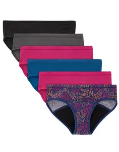 Hanes Girls' Period Underwear Hipsters, 6-Pack, Comfort Moderate Protection