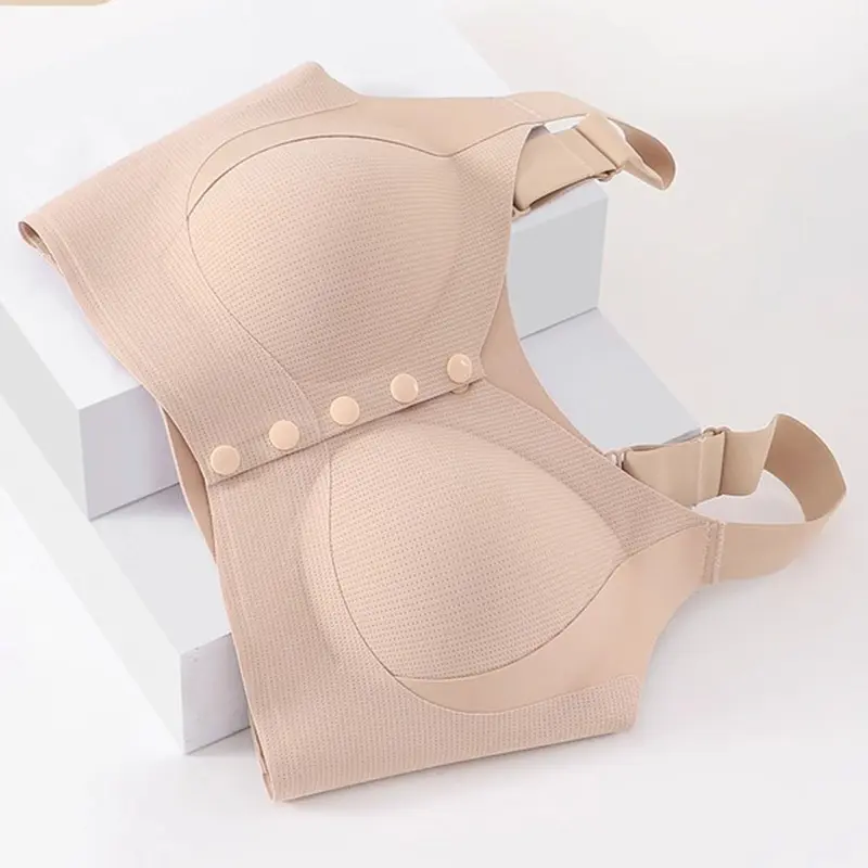 Front-Clasp Bra with AirFlow Vents & Side-Lift Support Designed for Plus-Size Comfort Breathable Wire-Free Soft Support Basic Minimalist Nude Womenswear  waist  trainer  full  body minimizer