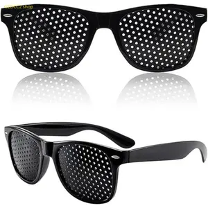 Unisex Pinhole Glasses, Lightweight Black Eye Care Eyewear, Relieve Eye Fatigue, Comfortable Vision Training Frame for Daily Office Study and Long Time Screen Use