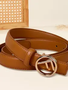 Women's Elegant PU Leather Belt with Letter Buckle, Comfortable & Stylish Accessory for All Occasions