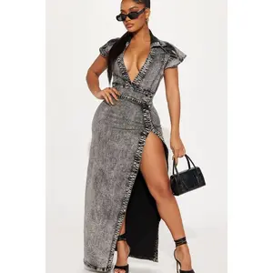 Remember Me Denim Maxi Dress - Black Wash