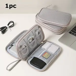 1pc,Large Capacity Digital Accessories Storage Bag, Multi-Layer Power Hard Drive Protector, USB Flash Drive Shield, Earphone Dust Cover, Data Cable Organizer