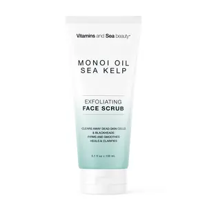 Exfoliating Face Scrub with Monoi Oil & Sea Kelp – Clarifying & Firming Facial Exfoliator with Natural Pumice – Vegan, Paraben-Free, 5.1 fl oz