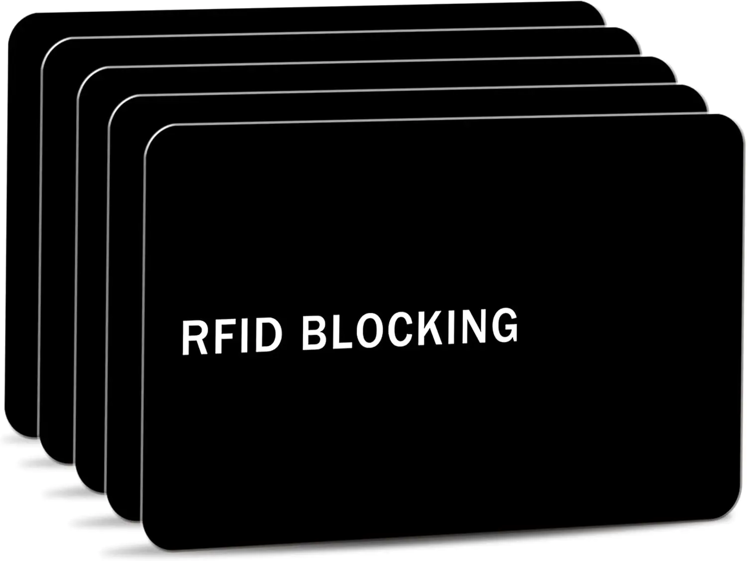 Matte Black Unisex 5-Pack Slim RFID Blocker Passport Holders & Covers - 13.56 MHz RFID/NFC Blocking Shields, PVC, Battery-Free Design, Fingerprint-Resistant, Matte-Finish for Slim Wallets, Credit Cards, IDs