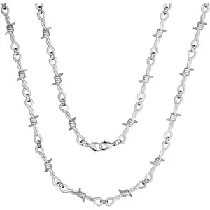 Black Barbed Wire Chain Necklace, Gothic Emo Punk Grunge Necklace, Goth , Christmas   for Women