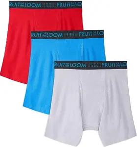 Fruit of the Loom mens Men's Breathable Boxer Briefs, Moisture Wicking Underwear, Assorted Color Multipacks