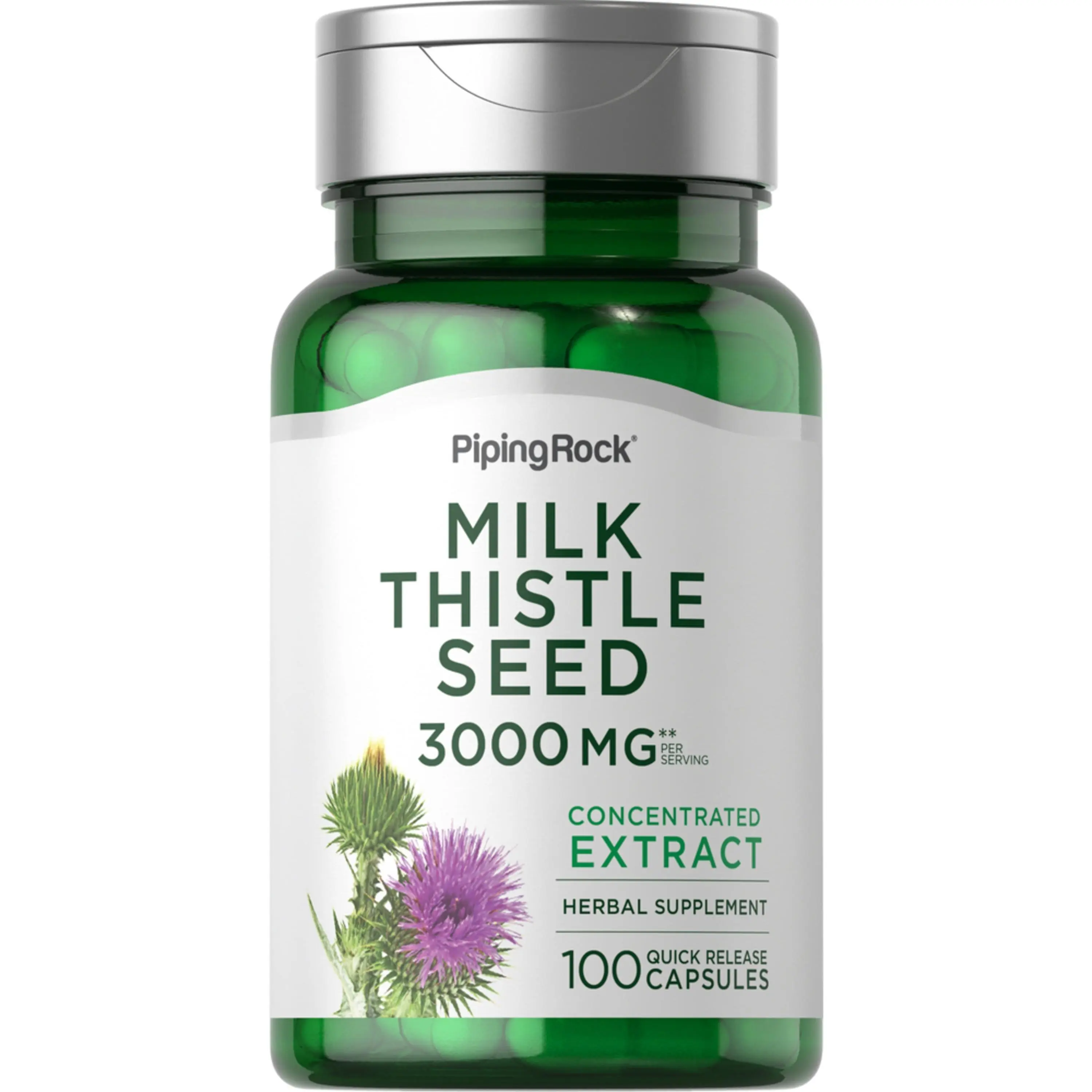 Piping Rock Milk Thistle Seed Extract, 3000 mg (per serving), 100 Quick Release Capsules Piping Rock Milk Thistle Seed Extract, 3000 mg (per serving), 100 Quick Release Capsules