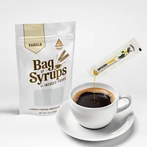 Single Serving Vanilla Syrup Packets for Coffee and Cocktails - 6mL Each, 30 Count - Bag of Syrups by Infused Pours