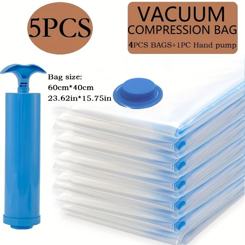 Customizable 5-piece set of extra-large vacuum storage bags (40x 60cm with 1 manual pump) - space-saving, airtight compression, dust and moisture-proof, ideal for clothing and bedding, dorm rooms, wardrobes, and moving