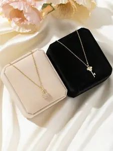 2pcs Matching Stainless Steel Lock & Key Necklace – Perfect Gift for Love & Friendship