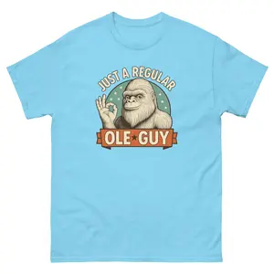 Regular Ole Guy | Funny Sasquatch Tee in Pastel Blue – STICKS 'N STONES™ Cryptid CollectionUnisex classic tee