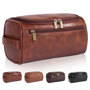 Toiletry Bag for Men, Multifunctional Toiletry Bag, Hanging Travel Shaving Dopp Kit for Men and Women, Water-resistant Toiletries Organizer Bags, PU Leather Cosmetic Bags, for Groomsman, Anniversary Gift, Travel Essentials Bag