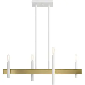 7.25 inch 4 Light White Linear Chandelier with Steel base material