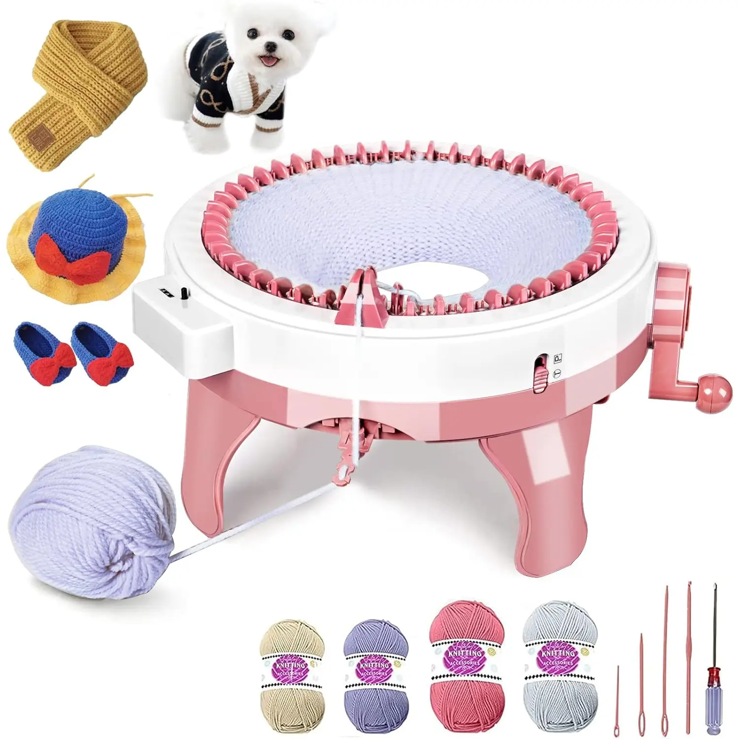 48  Knitting Machines with Row Counter, Knitting Crochet Machine,Weaving Round Loom,Double Knit Loom Machine Kit,DIY Knit Scarf Hat Sock