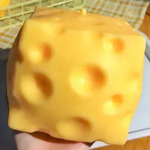 Stress Relief Toy Cheese Squeeze Ball, Soft Slow Rebound Stress Reliever, Large Triangle Cheese Squishy, Anxiety Reducer, Relaxing Fun