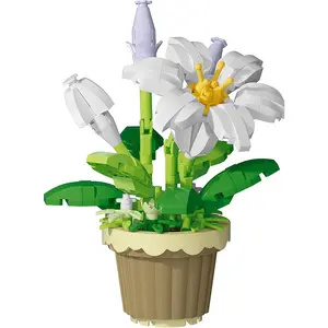Lily mini flowerpot bonsai building block granule flower plant toy