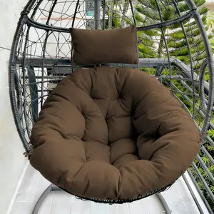 Outdoor Egg Chair Cushion,   Chair Cushion with Headrest Pillow, Egg Chair Replacement Cushion for Patio Furniture, U-Shaped Eggs Swing Cushion for Basket Chairs, Brown