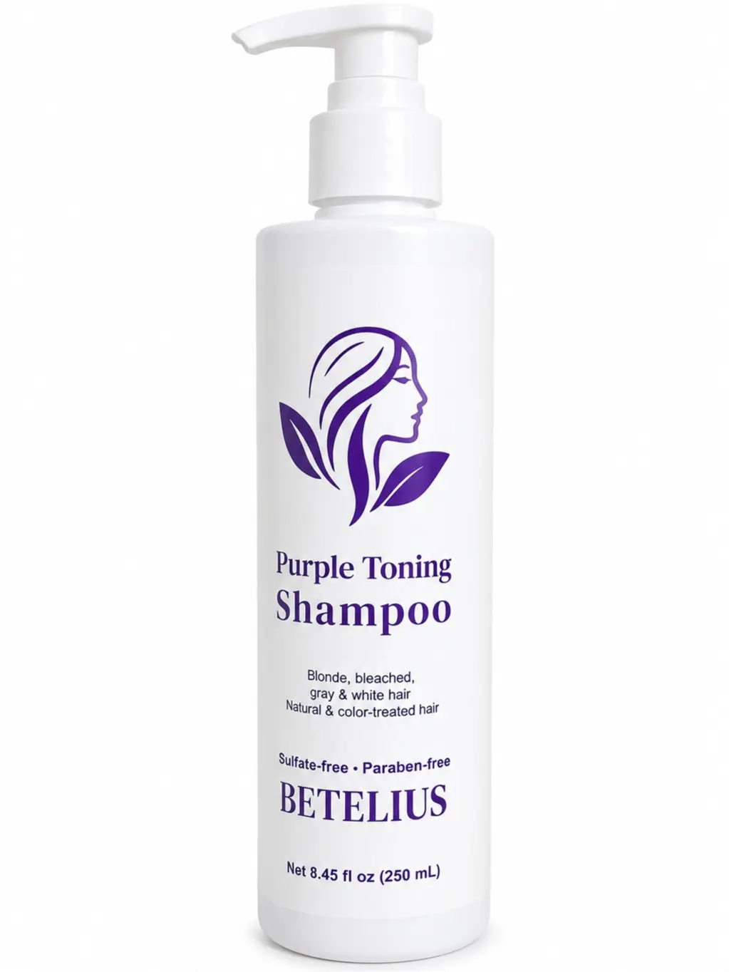 BETELIUS Purple Toning Shampoo | Sulfate-Free & Paraben-Free | Neutralizes Yellow & Brassy Tones | Blonde, Gray & White Hair | 250 mL