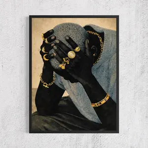 Luxury Black Art, Black Man Poster, Black Men Wall Art, Black Art Prints, Afrocentric Urban Wall Art, Afro Fashion Decor, Black Man Wall Art