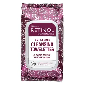 LIVAURA Retinol Anti-Aging Cleansing Towelettes – All-in-One Cleanser, Toner & Makeup Remover in a Convenient Pre-Moistened Wipe – On-The-Go Exfoliating, Toning & Hydrating Leaves Skin Clean, Fresh & Refined