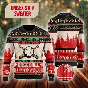 Baseball Ugly Christmas Sweater, Baseball Christmas Sweatshirt, Sport Team Xmas Holiday Party Shirt, Christmas Gift For Men Women UGJKD945