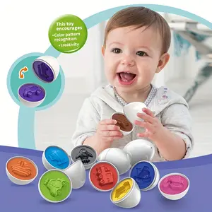 12pcs Plastic Easter Egg Toys, Mixed Color, Animal Theme, with Learning Shapes, Colors & Numbers, for Toddlers, Baby, Color Recognition, Shape Recognition, Educational Sensory Toys, Baby Easter Basket Stuffers, Party Favor Gifts Perfect Gif