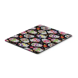212 MAIN Day of the Dead Black Polyester Mouse Pad - Heatproof, Large-Size, Permanently Dyed, Multi-Use Hot Pad or Trivet