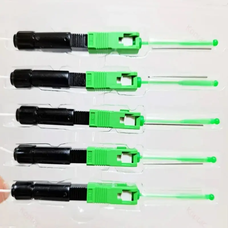 SC/APC Optical Fiber Fast Connector - SOC Fusion Splice-on Connector, 3mm Drop Cable & 3x2mm Flat Cable Compatible, Fast and Easy Installation, Can Be Reconnected in the Field, Fiber Optic Adapter