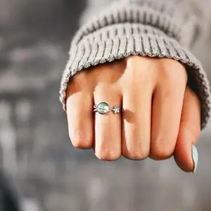 Rotatable Planet Worry Spinner adjustable Ring for Daughter Anxiety Relief Rings Stress Fashion Star Moon Rings Unique Encouragement Gifts for Women Teen Girls