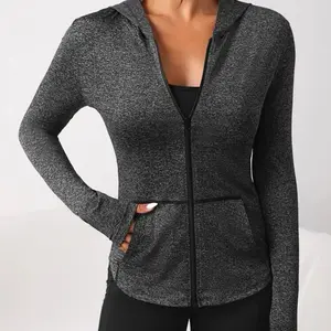 Yoga zip up jacket, sport jacket, with hoodie, basic daily essentials outfit