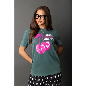 Lucky Girl Cherry Tee - Emerald